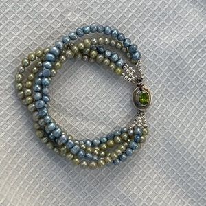 Freshwater Pearl, Sterling and Peridot bracelet